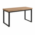 Mesa de Jantar Extensível Retangular em MDF Carvalho Natural e Aço Preto, 160-200 x 90 x 76 cm
