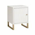 Mesa de Cabeceira Retangular Branca e Dourada em MDF, 45 x 40 x 60 cm