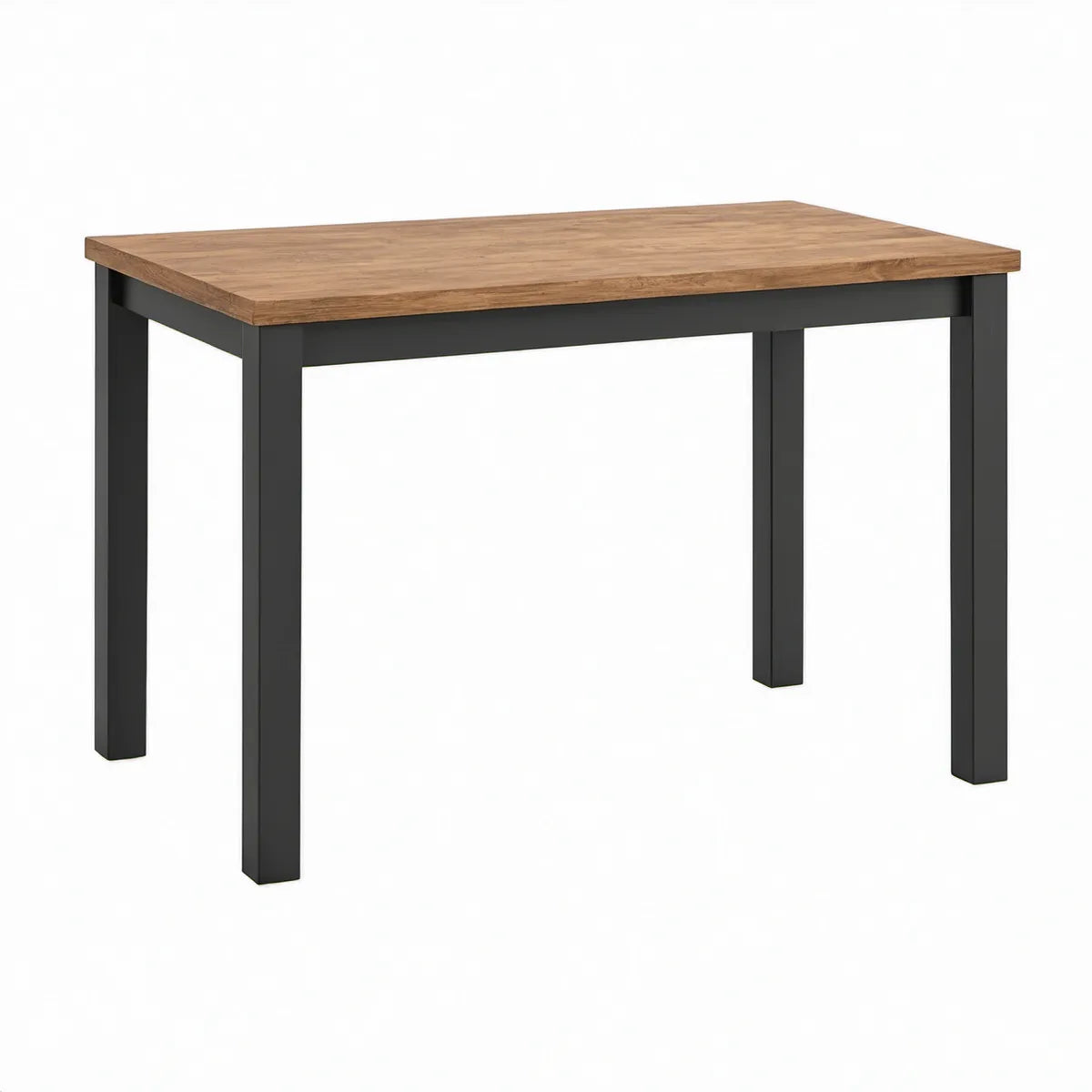 Mesa de Jantar Retangular 120 x 80 x 75 cm com Tampo em MDF Efeito Carvalho e Estrutura Preta