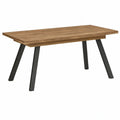 Mesa de Jantar Retangular 180 x 90 x 76 cm em Madeira Maciça de Acácia Castanha com Pernas em Aço Preto
