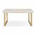 Mesa de Jantar Extensível Retangular em Cerâmica Sinterizada Branca e Aço Inoxidável Dourado, 160-200 x 90 x 75 cm