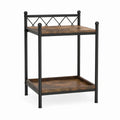 Mesa de Cabeceira com 2 Prateleiras 40 x 40 x 60 cm em Aço e Painel de Partículas Castanho Escuro e Preto
