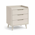 Mesa de Cabeceira Retangular com 3 Gavetas em MDF Branco Marfim, 60 x 40 x 90 cm