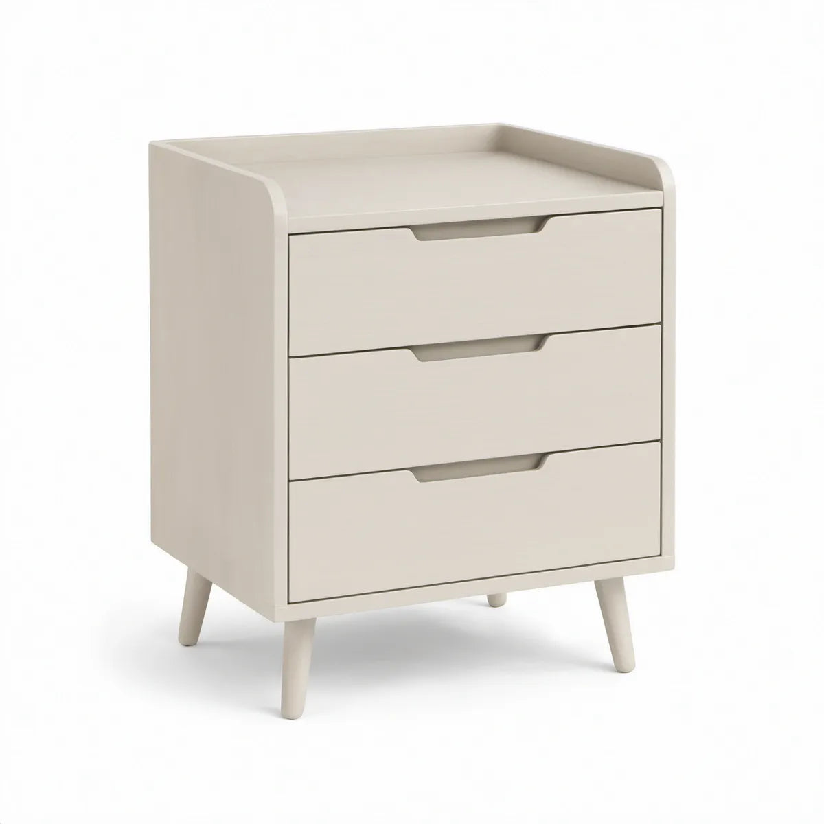 Mesa de Cabeceira Retangular com 3 Gavetas em MDF Branco Marfim, 60 x 40 x 90 cm