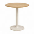 Mesa de Jantar Redonda 90 x 75 cm com Tampo em MDF Folheado a Carvalho e Base Bege