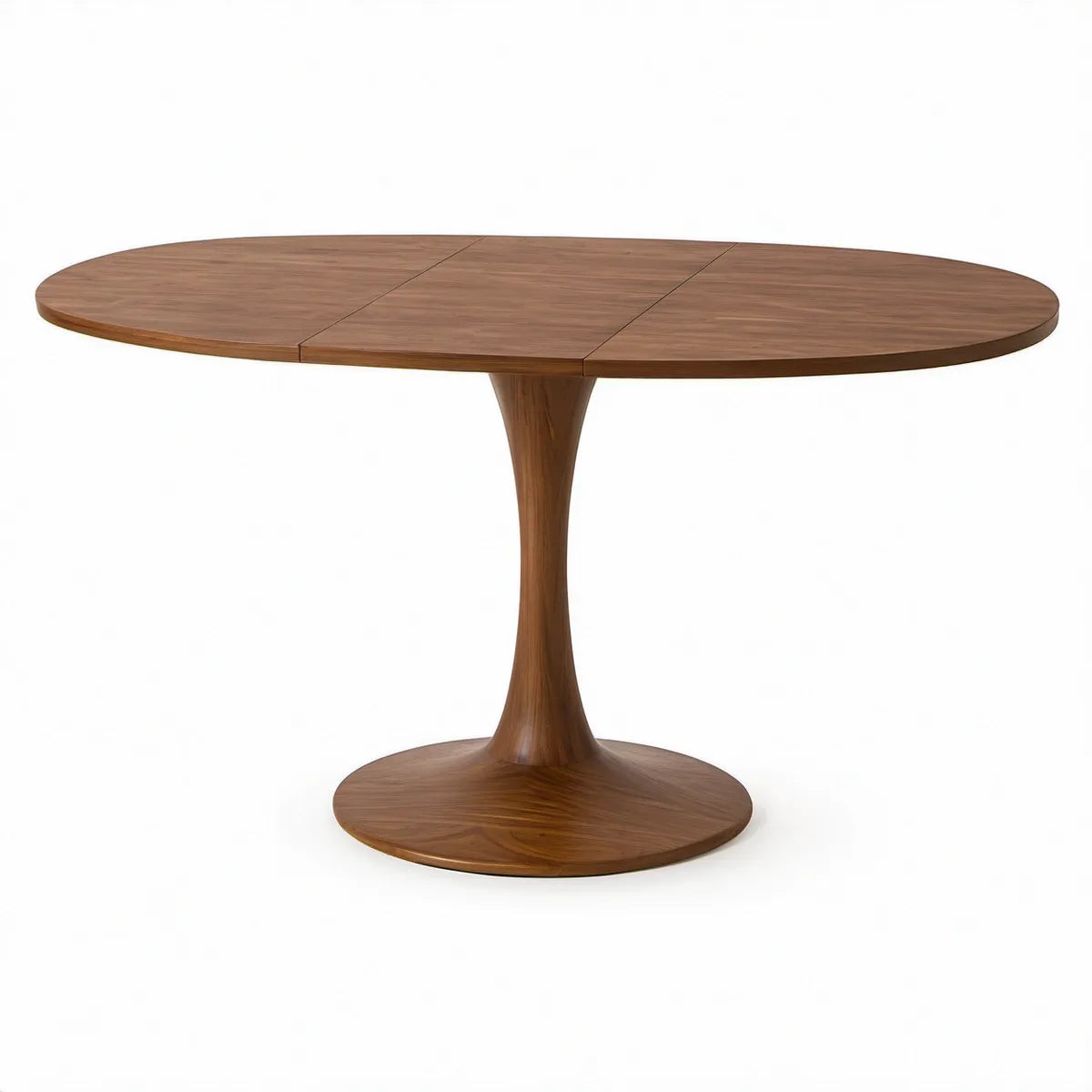 Mesa de Jantar Oval Extensível em Nogueira, 160–200 x 100 x 75 cm, Castanho-Nogueira