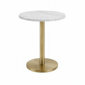 Mesa Redonda 80 x 80 x 75 cm com Tampo Efeito Mármore Branco e Base Dourada