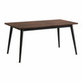 Mesa de jantar retangular em MDF com acabamento melamínico nogueira e pernas em aço preto, 140 x 80 x 75 cm