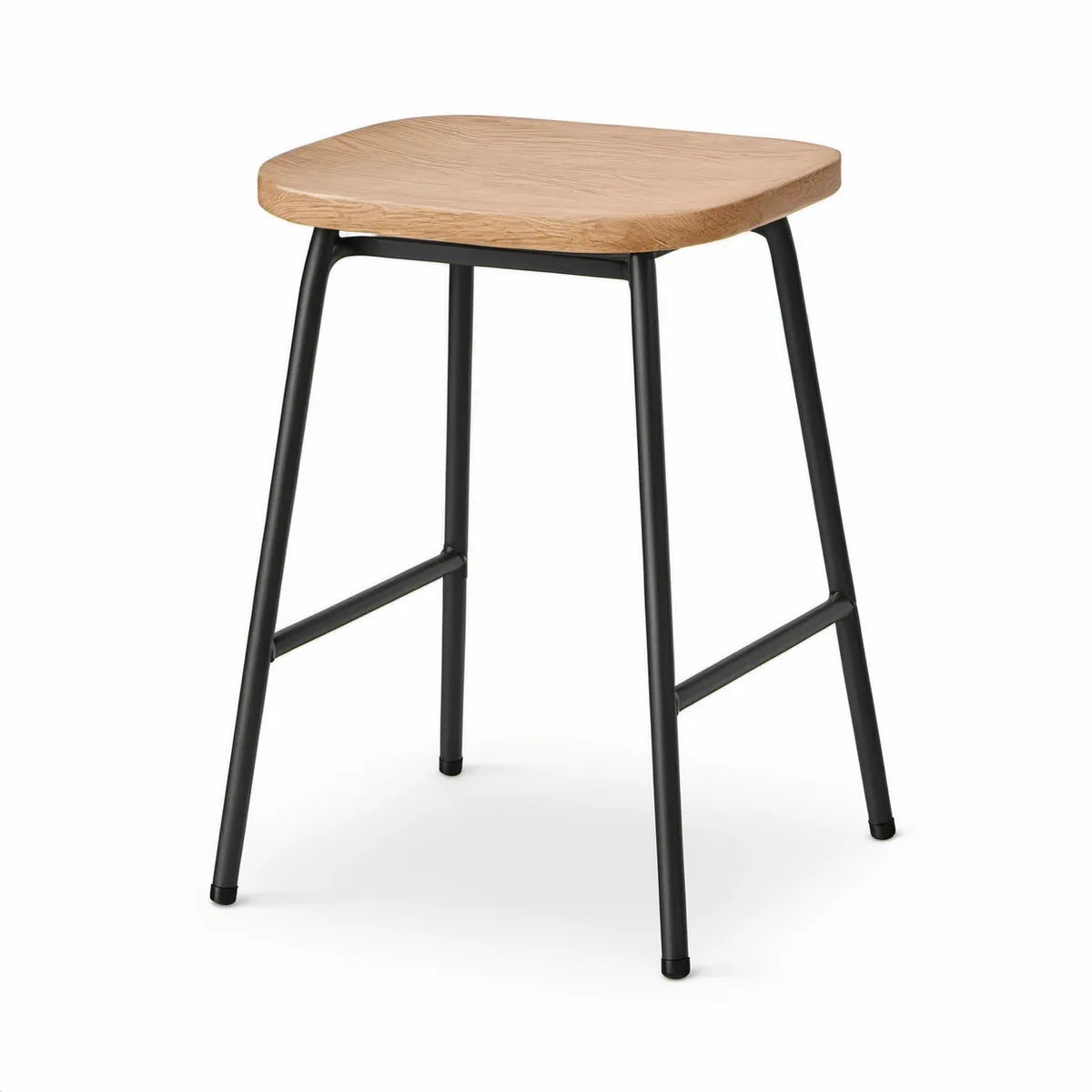 Banco Alto sem Encosto 43 x 39 x 65 cm em Carvalho Natural e Preto